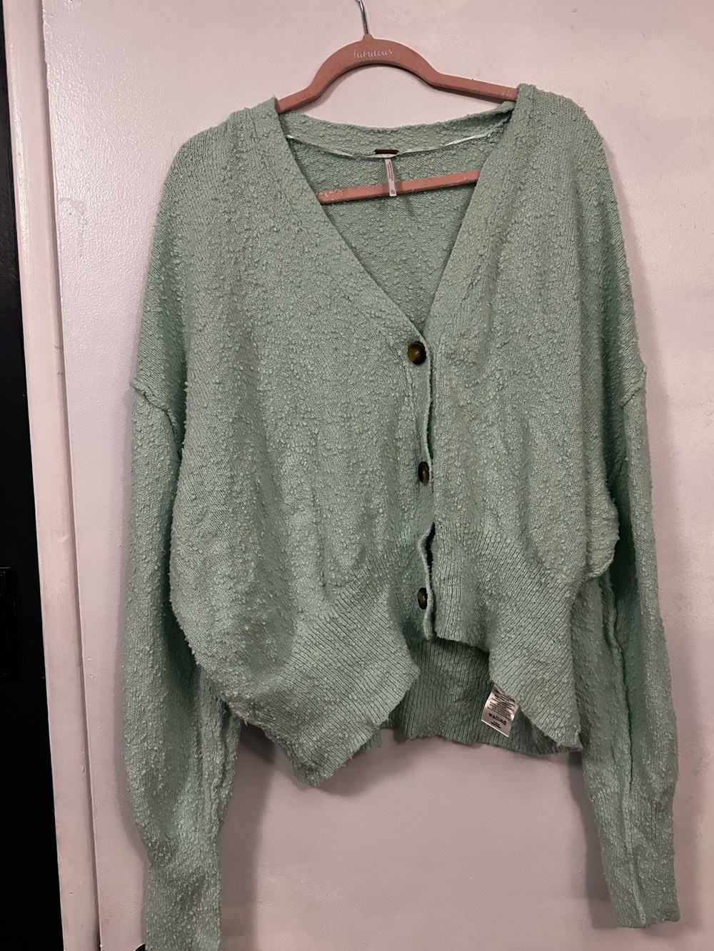 Free People Mint Green V-Neck Button Front Cardigan - Picture 2 of 6